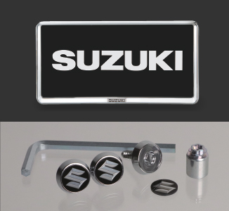 ナンバープレートリム&ナンバープレートロックボルトセット（ロゴ入り）